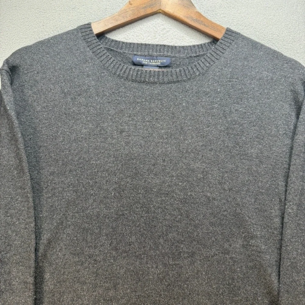 Banana Republic Sweater Silk Cashmere Crew Neck Regular Large Gray Pullover